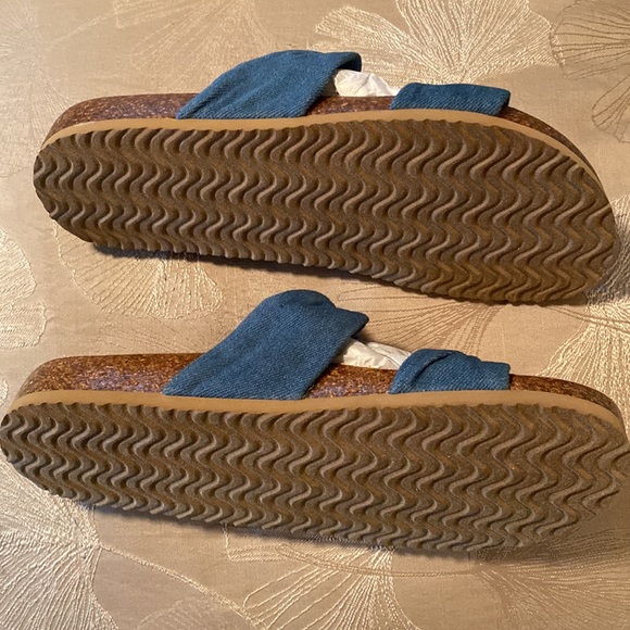 Sun + Stone Denim Sandals 8M women’s slides “Astridd” Denim - Picture 5 of 11